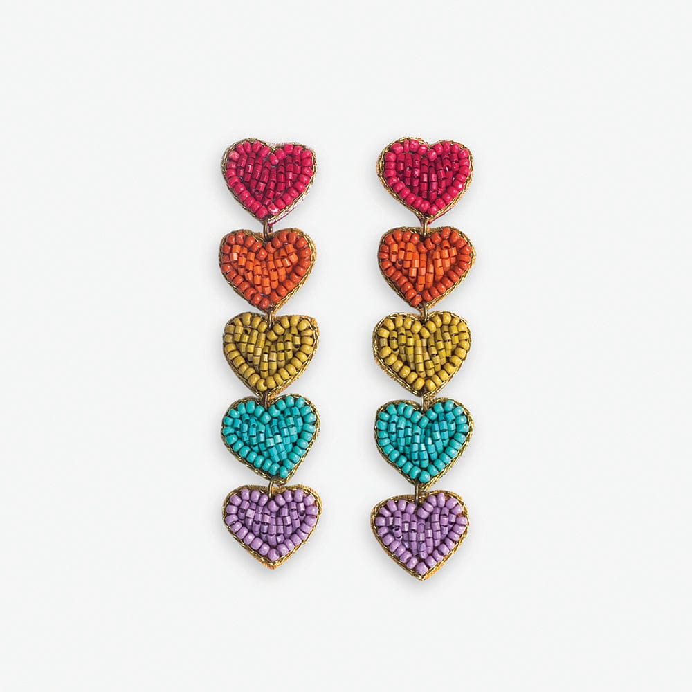 Christina Rainbow Heart Earrings Red | INK+ALLOY