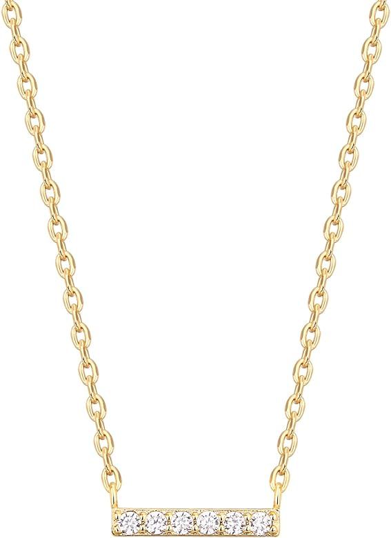 PAVOI 14K Gold Plated Bar and Delta Pendant | Layered Necklaces | Gold Necklaces for Women | 18" ... | Amazon (US)
