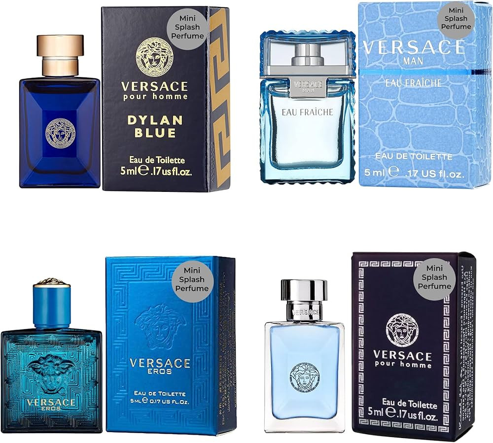 Versace Cologne for Men Set of 4 Mini Eros, Pour Homme, Dylan Blue, Eau Fraiche Perfume for Men F... | Amazon (US)