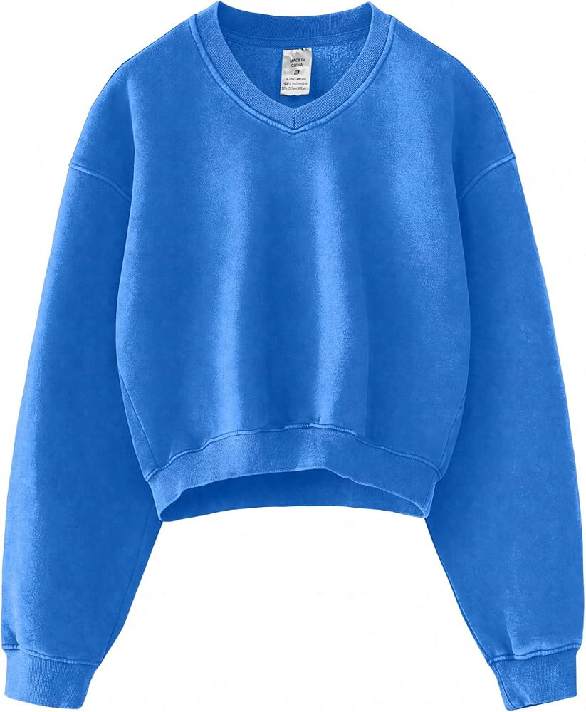 Hatant Sweatshirt for Women Acid Wash Athletic Hoodie Heritage Fleece V-neck Long Sleeve Hoodie F... | Amazon (US)