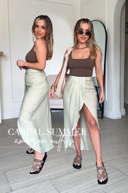 Amazon chill summer travel outfit 🤗🤗

✔️ SMALL in ALL tops + bottoms
✔️ brown tank in color mocha 
✔️linen skirt is sold out but I linked an even CUTER ONE!! 


#LTKU #LTKStyleTip #LTKFindsUnder50