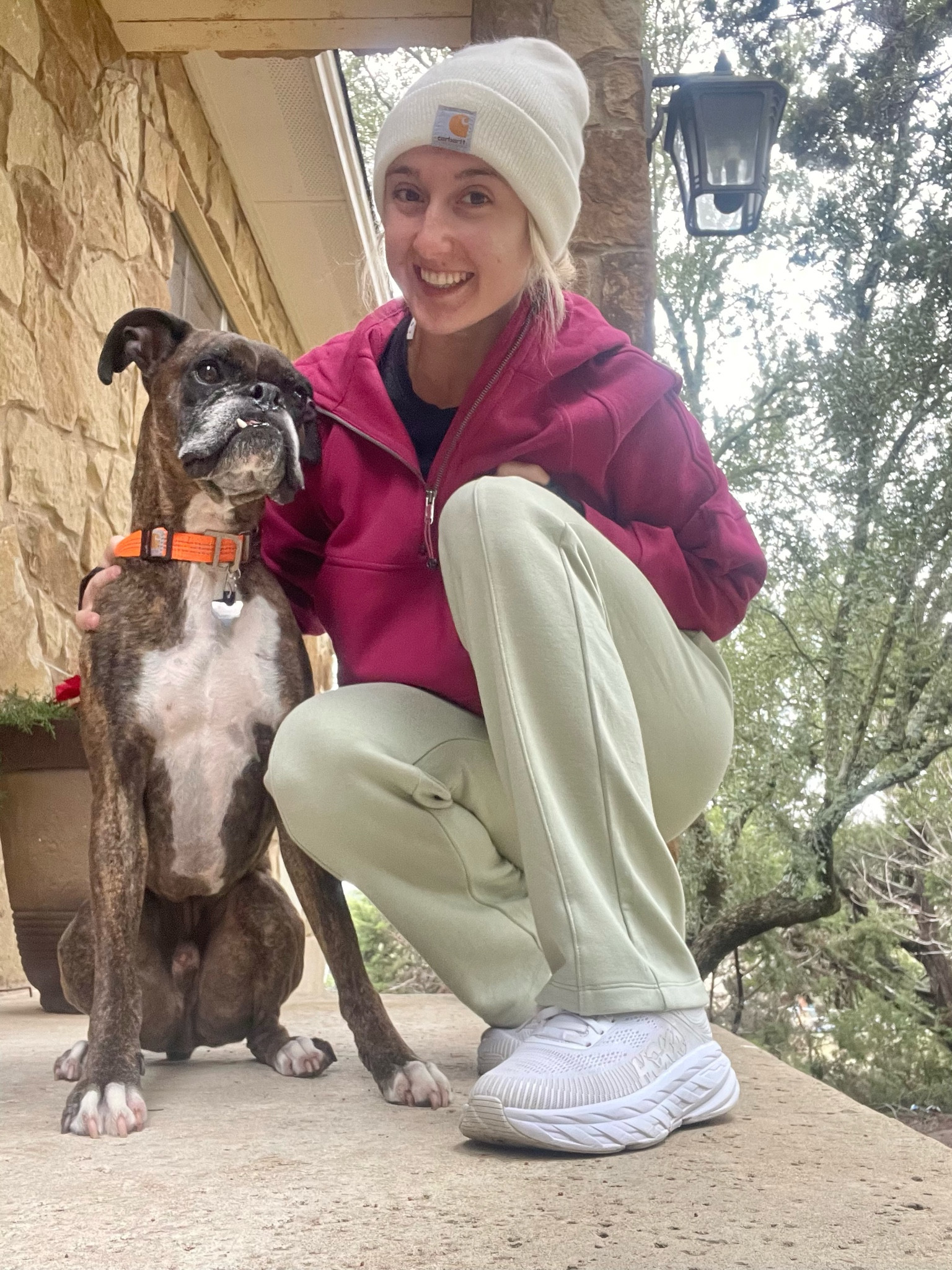 •Pink lululemon Scuba: size xs/s
•White carhart beanie 
•Black camo athleta long sleeve: size s
•White bondi 7 hokas: size 7
•Carhart orange dog collar 
•Sage green pants: size s

#LTKGiftGuide #LTKfit #LTKstyletip