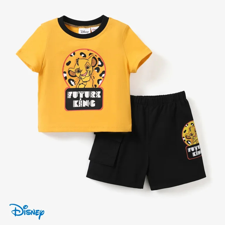 Disney Toddler Boy Set, Lion King Graphic Outfits with Black Shorts, 92% Cotton Short Sleeve Boy ... | Walmart (US)