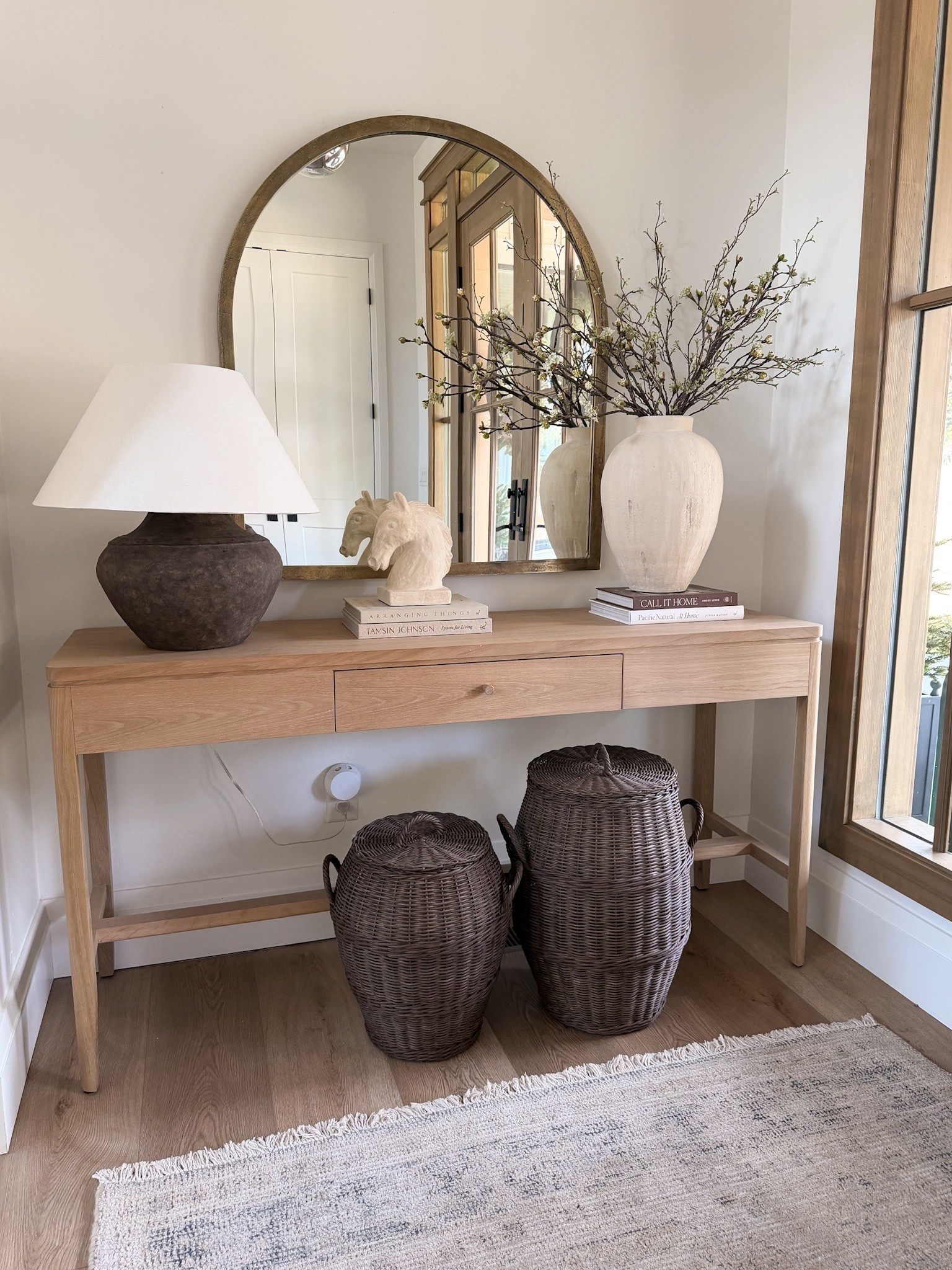 Spring entry inspo! Love these affordable stems & oversized vase from Target. 

Table lamp, console, entry table, arch, Tamara, vase, vessel, pot, spring, stems, faux, horse, bus, basket, storage, rug, area, rug, spring decor, home decor, shelf styling, wreath, spring entry ￼

#LTKHome #LTKSeasonal #LTKSpringSale