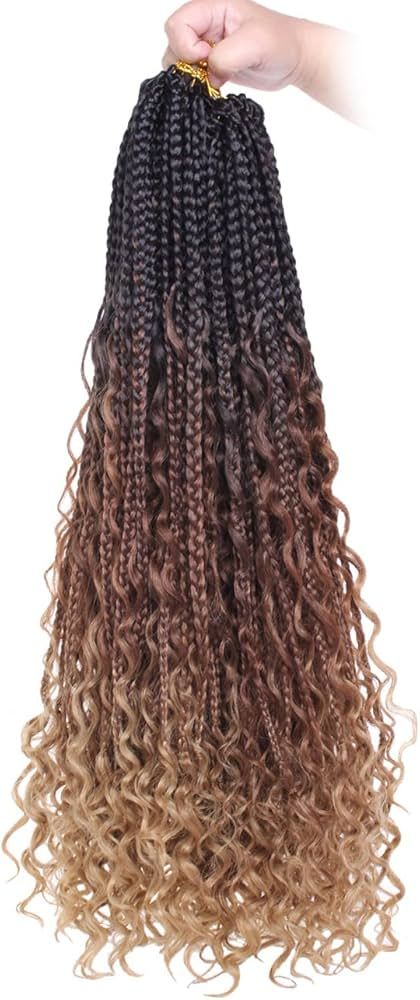 COOKOO 22 Inch Boho Box Braids Crochet Hair 8 Packs Synthetic Bohemian Pre Looped Goddess Box Bra... | Amazon (US)