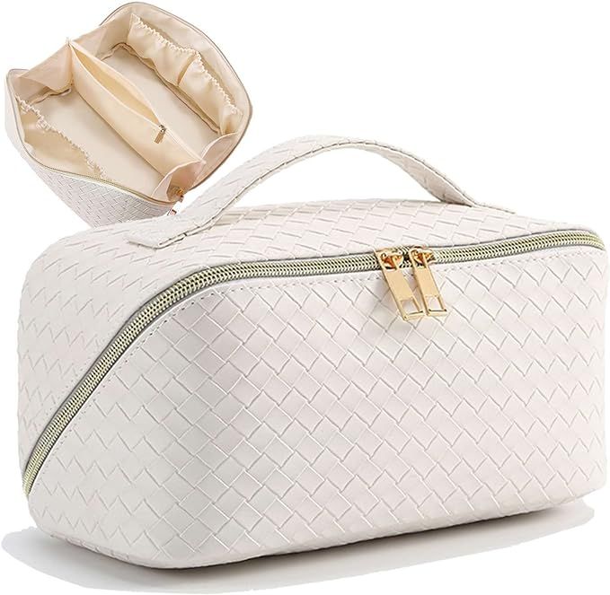 Ksiliup Large Capacity Travel Makeup Bag Waterproof PU Leather Cosmetic Bags for Women Portable C... | Amazon (US)