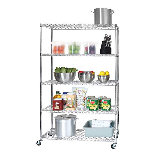 Seville Classics UltraDurable Commercial-Grade 5-Tier NSF-Certified Steel Wire Shelving with Wheels, | Amazon (US)