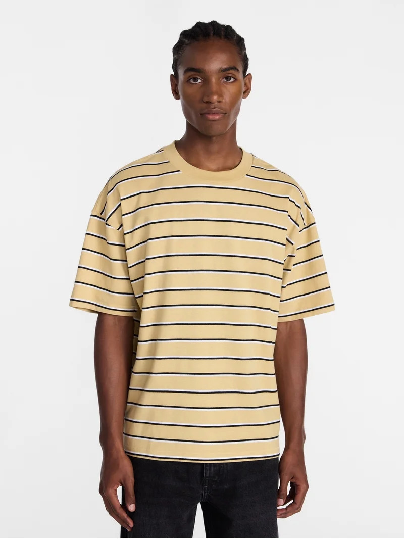 No Boundaries Stripe Pattern Tee with Short Sleeves, Men's XS-4XLT | Walmart (US)