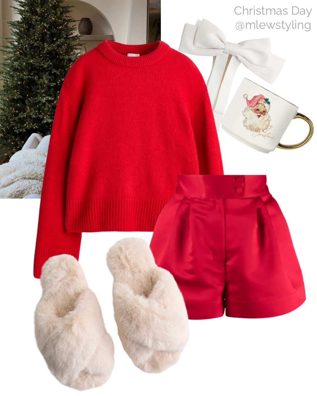Cozy chic Christmas at home ♥️🎅🏽

Tags: red satin shorts, Christmas Day, fluffy slippers, red crewneck sweater, new in Zara, Santa mug, white hair bow, holiday look

#LTKHoliday #LTKGiftGuide #LTKSeasonal