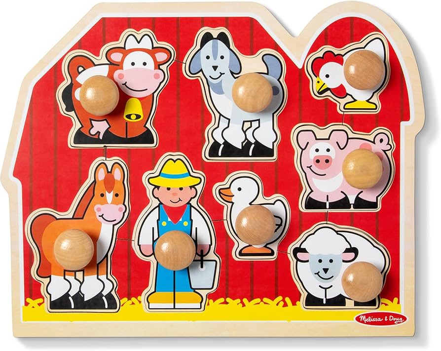 Melissa & Doug Farm Animals Jumbo Knob Puzzle, Wooden Peg Puzzle for Toddlers, Educational Toy fo... | Amazon (US)