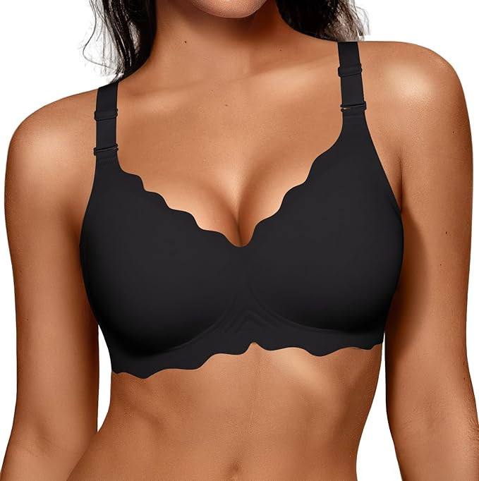 OEAK Women Jelly Bras No Underwire Scalloped Push Up Buttery Soft Tshirt Bra Seamless Full Covera... | Amazon (US)