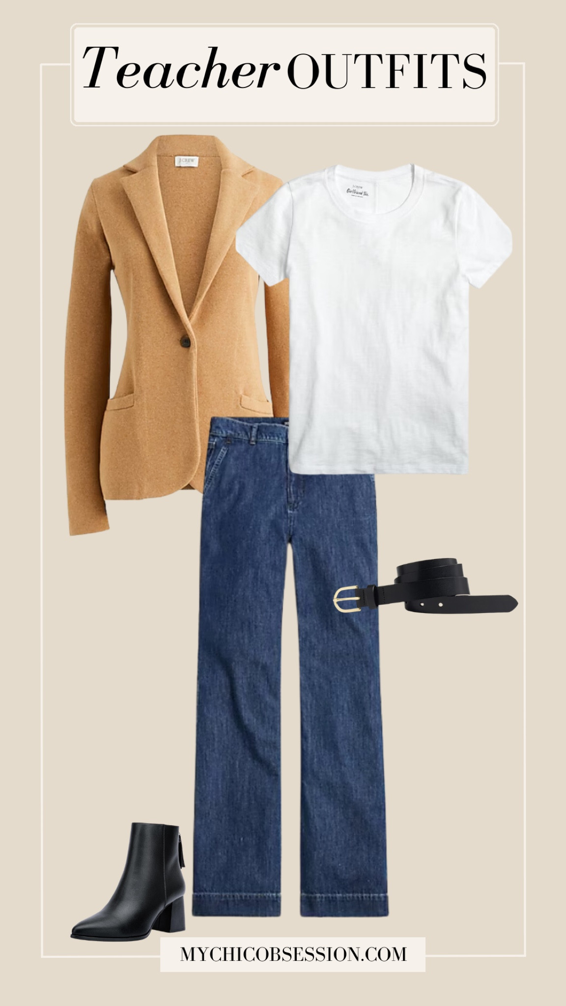 Looking for teacher outfits as you head back to school? This teacher outfit idea is fashionable and easy to wear!

sweater blazer, white tee, ankle boots

#LTKBacktoSchool #LTKWorkwear