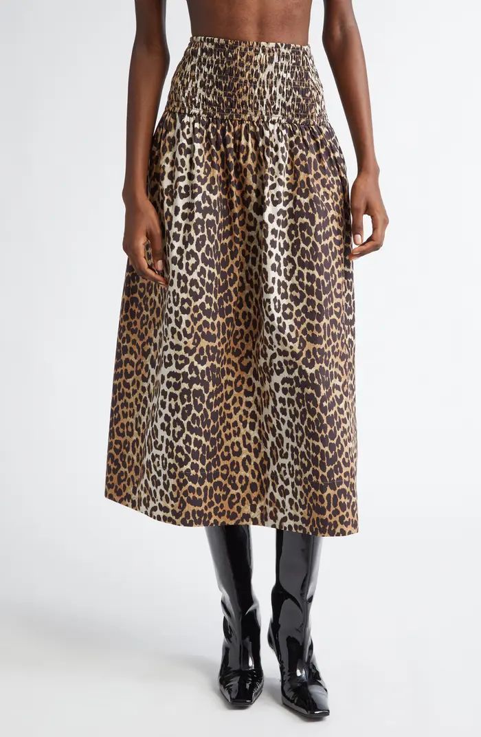 Leopard Print Organic Cotton Skirt | Nordstrom