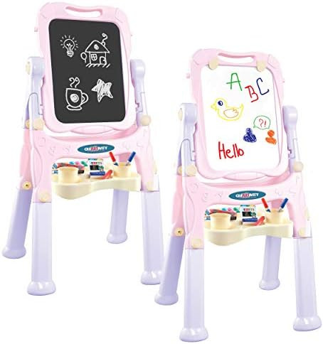 Kraftic All in One Kids Art Easel and Painting Board, Double Sided with Chalkboard and Whiteboard... | Amazon (US)