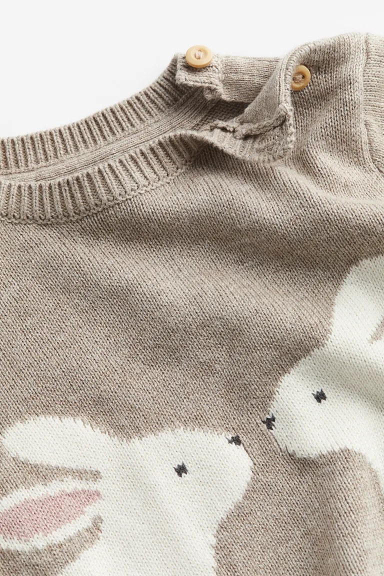 Cotton Sweater - Beige/rabbits - Kids | H&M US | H&M (US + CA)