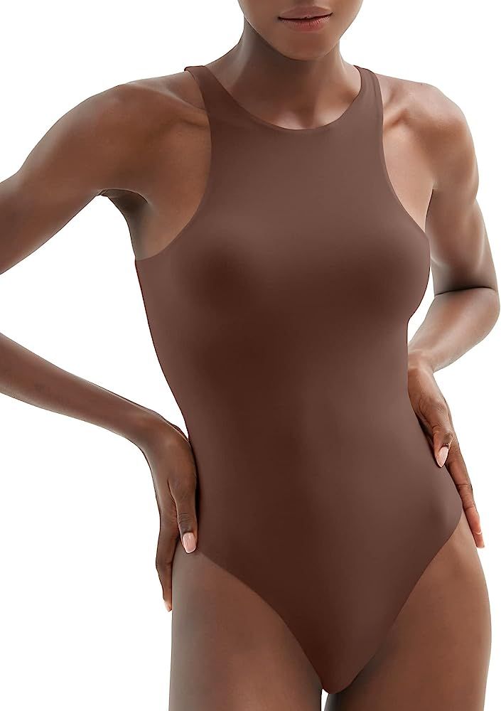 Women's High Neck Sleeveless Bodysuit Sexy Tank Tops Smoke Cloud Collection | Amazon (US)