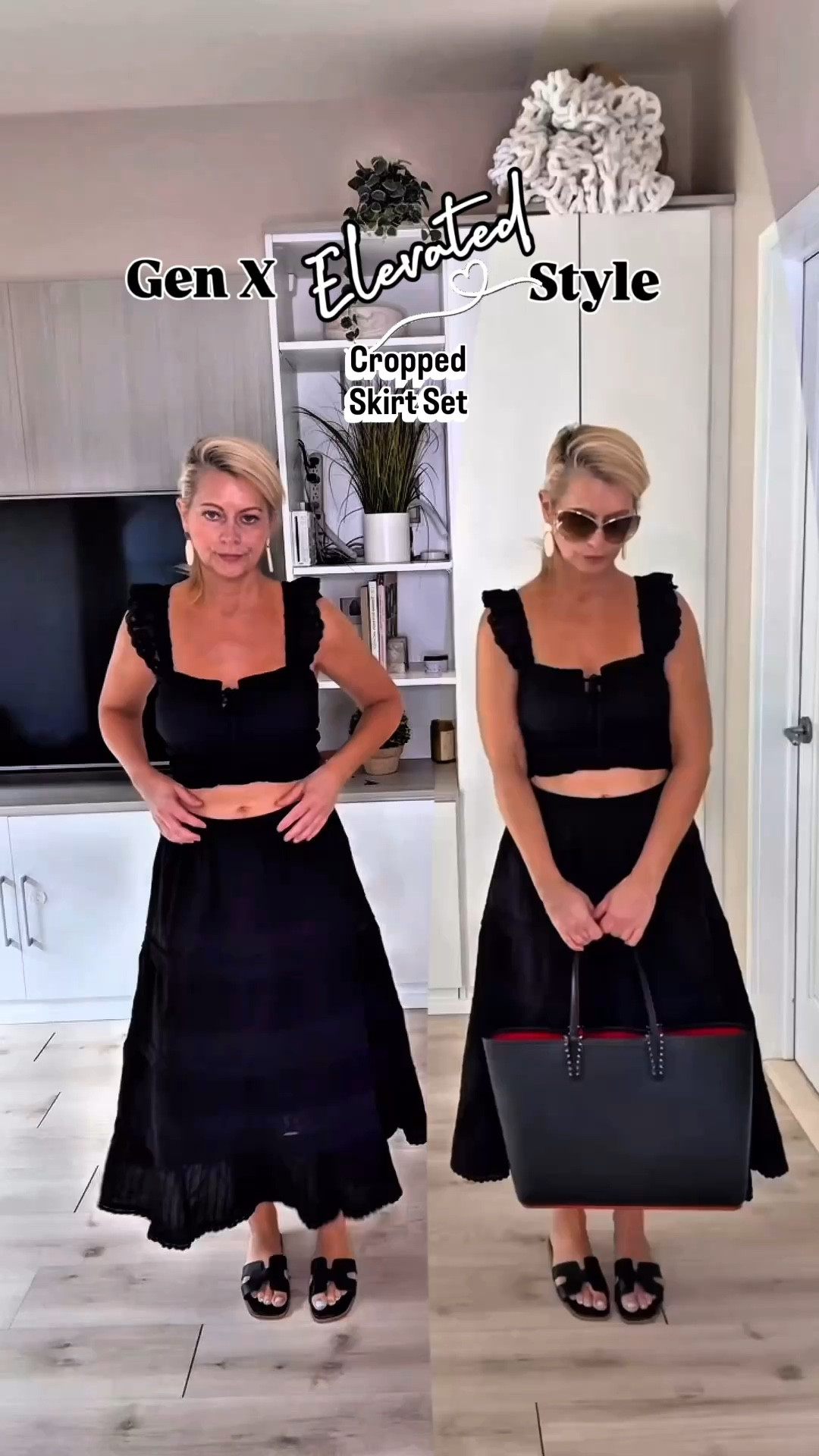 This cropped skirt set is so chic—but the styling is what makes it flattering. ✨ (be honest, what do you think of my style tweaks)

A few small tweaks (the right accessories, proportions, and structure) take it from basic to elevated in seconds. It’s all about balancing the silhouette and creating that effortless, confident feel.

If you feel confident, then it 💯 makes an outfit look way more polished  

Save this for your next outfit moment 😉



#genx #genxstyle #elevatedstyle #skirtset #ootdinspo 



Style tips, style edits, style tips for women, women over 50, Gen X women, Gen X style, black skirt set, summer outfit 

#LTKSeasonal #LTKootd #LTKgrwm