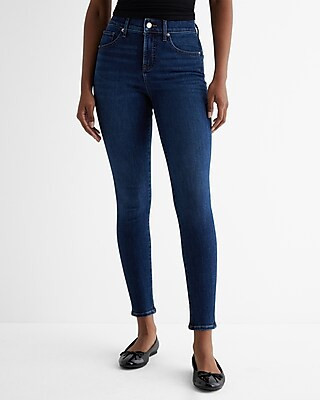 Express Women's Mid Rise Dark Wash Skinny Jeans | Express