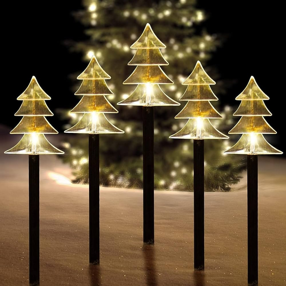 ILLUMINEW Christmas Solar Pathway Lights, Set of 5 Waterproof Landscape Christmas Lights, Stake C... | Amazon (US)