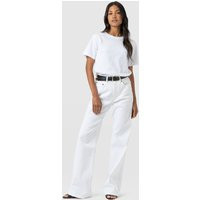 Women's Wide Leg Jean, White, Cotton Denim Elastane, Size 30"" ( UK Size 12 ), Saint + Sofia | Saint + Sofia