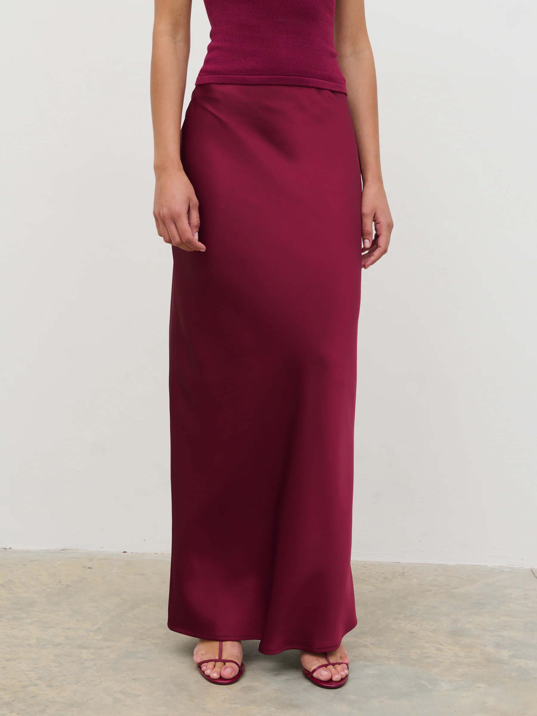 Breya Maxi Skirt - Wine | Pretty Lavish (UK)