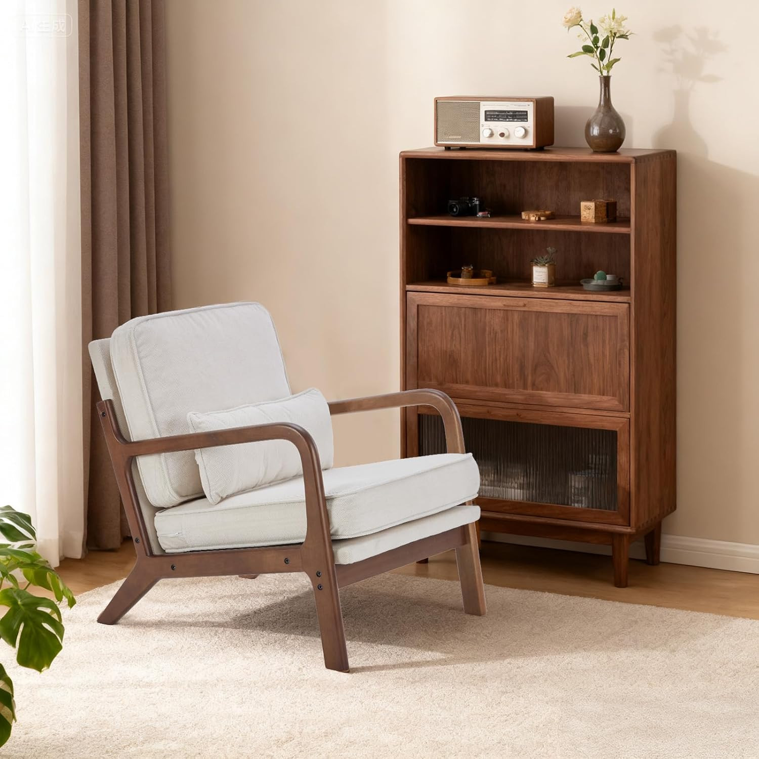 DUMOS Mid Century Modern Chair, Accent Chair with Arms and Waist Cushion, Reading Chairs for Adul... | Amazon (US)