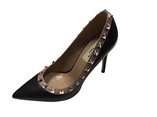 Kaitlyn Pan Genuine Leather Studded Pointed Toe High Heel Stiletto Pumps | Amazon (US)