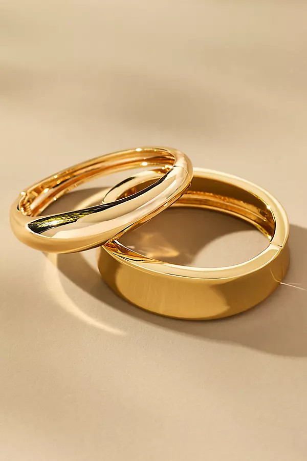 Ettika Double Golden Bangle Bracelets, Set of 2 | Anthropologie (US)