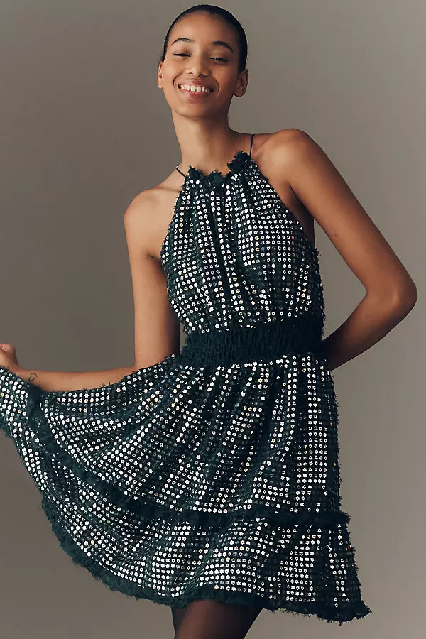 The Somerset Shine Mini Halter Dress | Anthropologie (US)