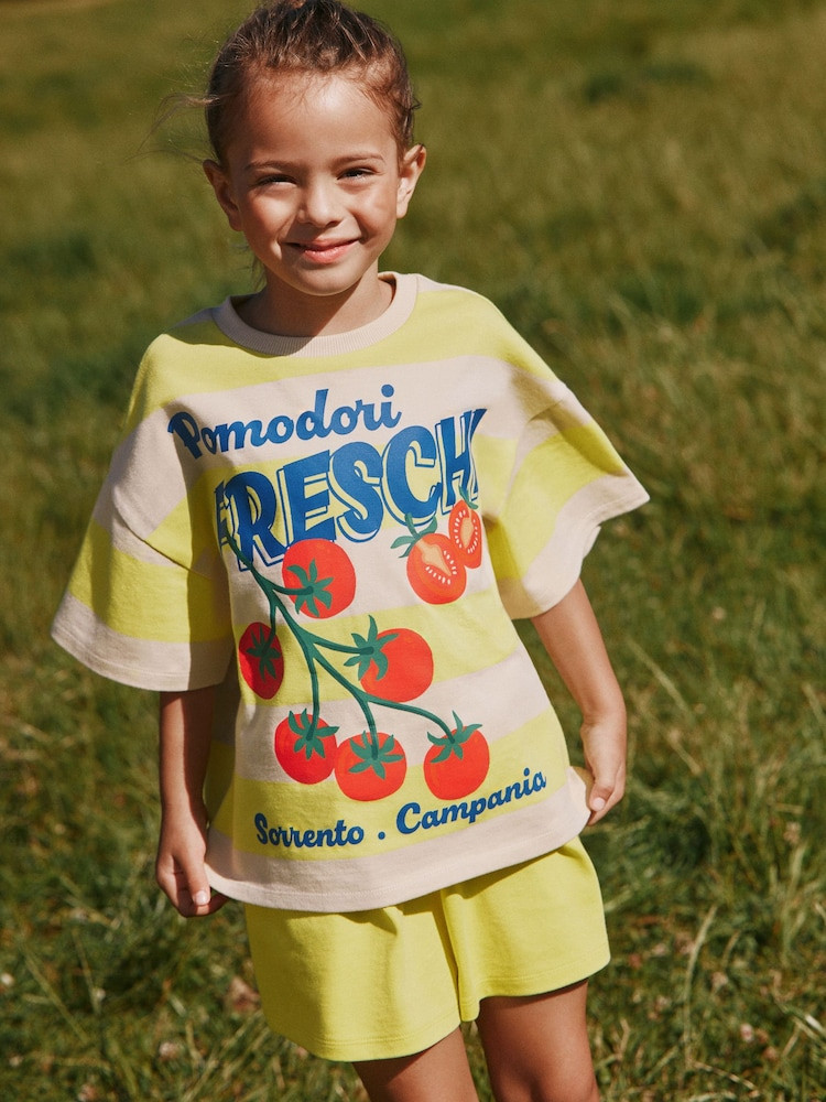 Yellow Stripe Tomato Heavyweight T-Shirt and Shorts Set (3-16yrs) | Next US