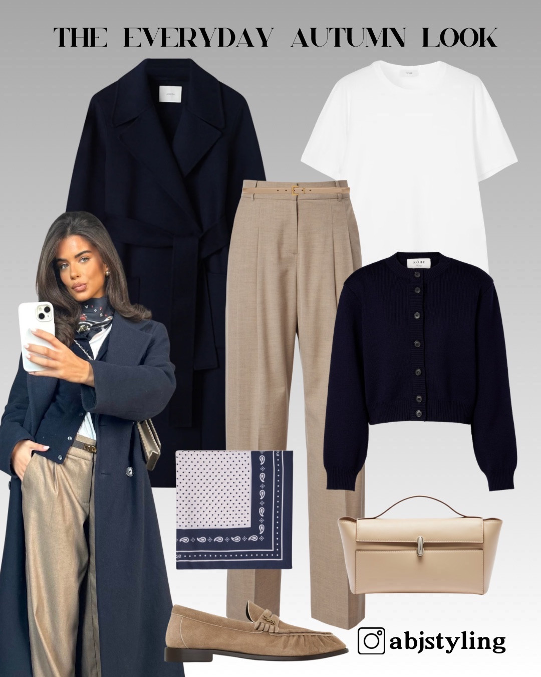 A really easy autumn formula built around navy and soft sand tones. The long coat, loafers and structured bag keep it polished, while the scarf adds just enough interest.
Styling tip: when an outfit is quite neutral, add one small accessory detail like a neck scarf to make it feel more finished.

#LTKuk #LTKautumn #LTKeurope
