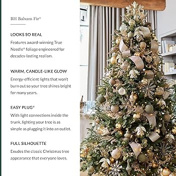 Balsam Hill BH Balsam Fir Full Tree - Realistic Artificial Christmas Tree with Premium Stand & Ea... | Amazon (US)