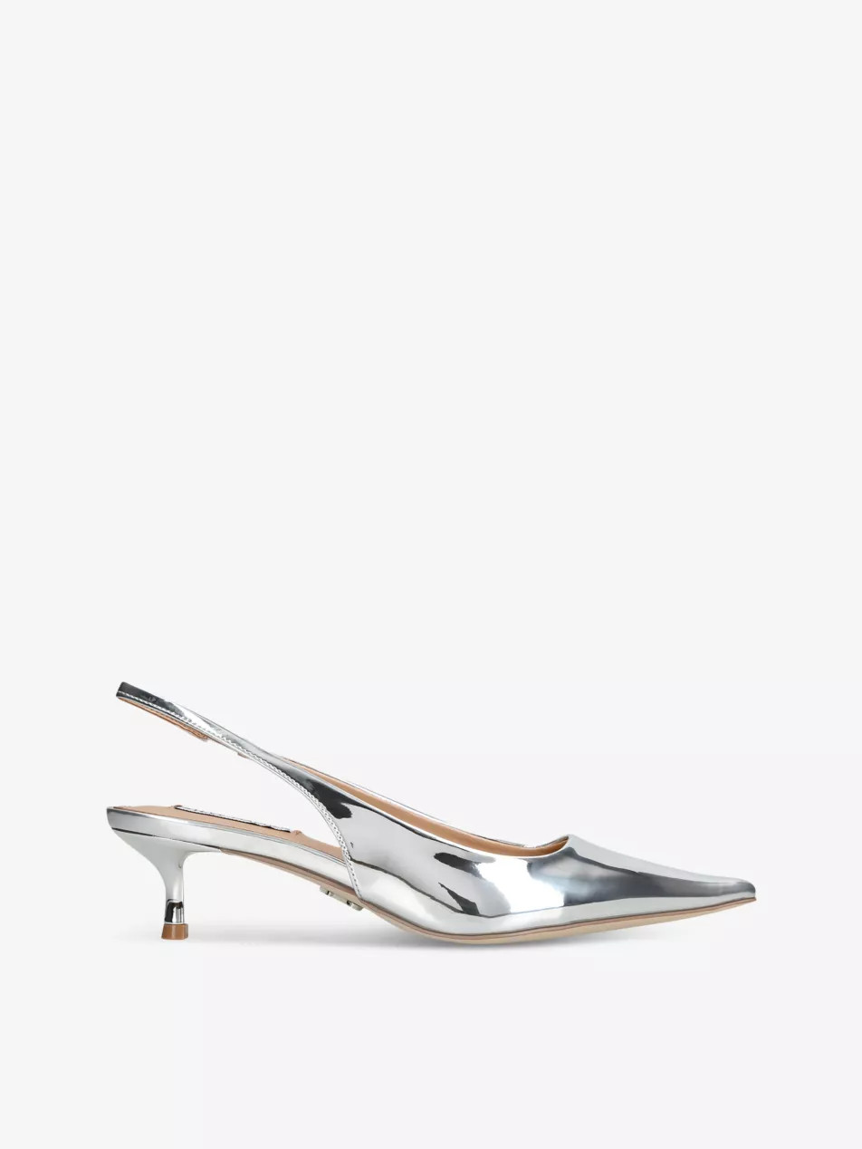 Kari metallic faux-leather slingback courts | Selfridges