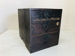 Y3453 TANSU 3-tier Chest of Drawers wood storage Japanese antique Japan vintage  | eBay | eBay AU