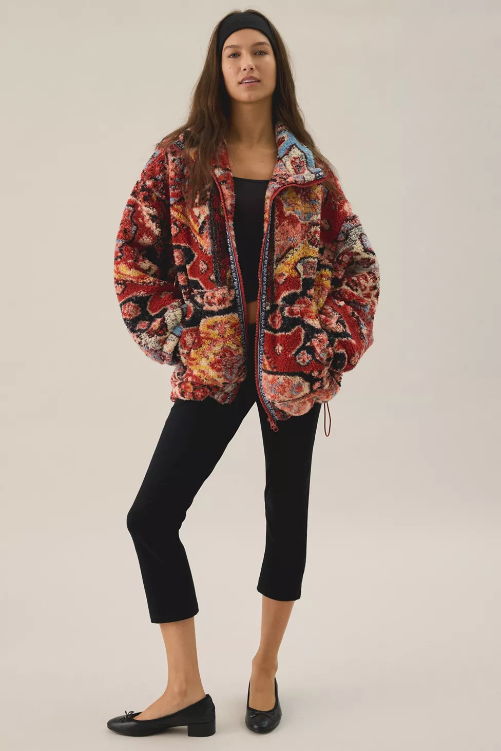 BDG Mae Printed Piled Fleece Zip-Up Jacket | Urban Outfitters (US and RoW)