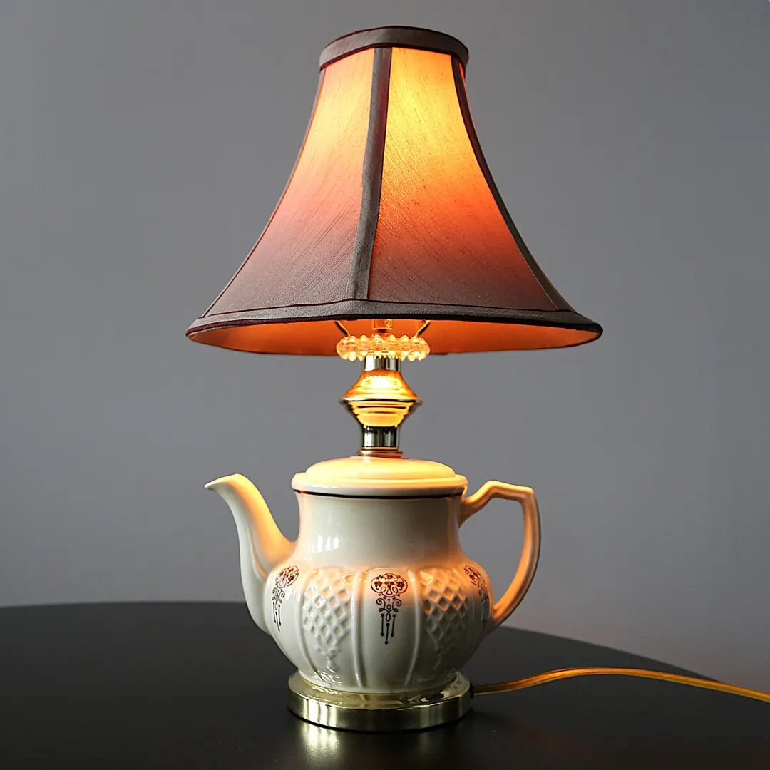 Vintage Teapot Lamp Art Deco Ceramic Boudoir Lamp with Shade | Etsy (US)