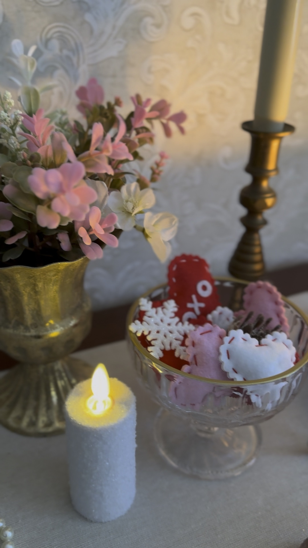 Valentine’s Day decorations, heart scatter, heart vase filler, battery operated taper candles, pink flowers 

#LTKFindsUnder50 #LTKHome #LTKSaleAlert