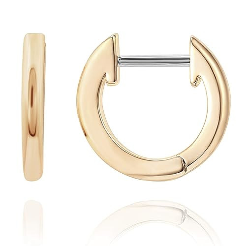 Amazon.com: PAVOI 14K Yellow Gold Plated Cuff Earrings Huggie Stud | Small Hoop Earrings for Wome... | Amazon (US)