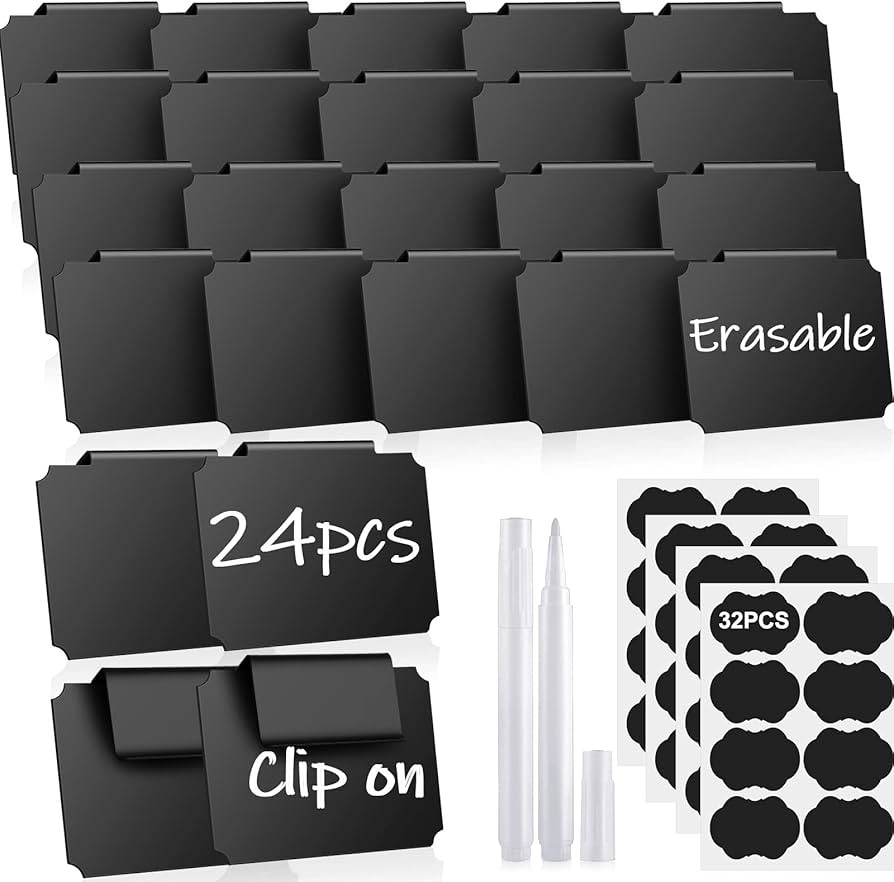 24PCS Basket Labels, Premium Bin Basket Labels Clip On, Pantry Basket Labels Tags for Storage Bin... | Amazon (US)
