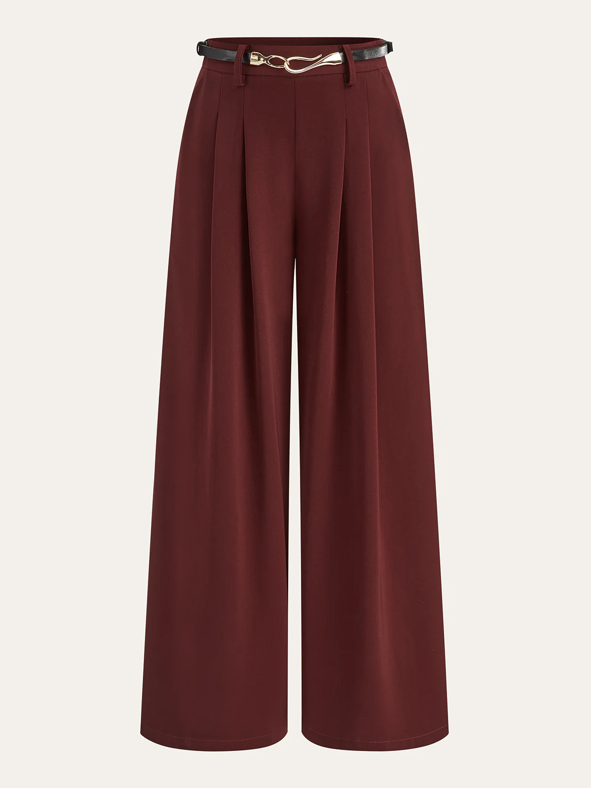 Belted Pleated Wide-Leg Pants | Commense