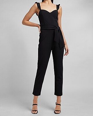 Belted Ruffle Strap Sweetheart Jumpsuit | Express
