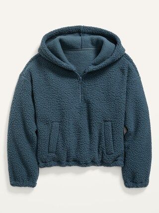 Cozy Sherpa Quarter-Zip Pullover Hoodie for Girls | Old Navy (US)