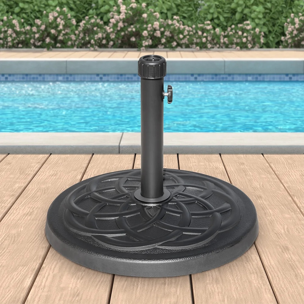Abble 27 LBS Heavy Duty Cast Stone Umbrella Base Black - Walmart.com | Walmart (US)