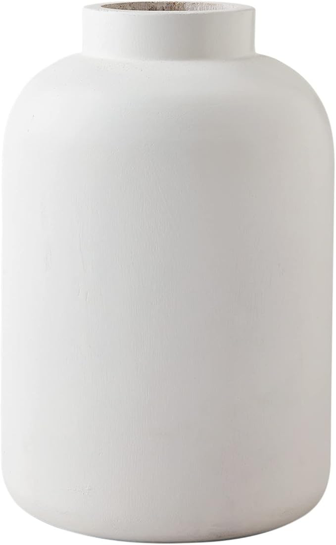 Mud Pie White Paulownia Tall Vase, White, 15" x 10" | Amazon (US)
