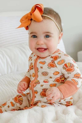 Thanksgiving Bamboo Convertible Zipper Romper | Gobble Gobble | Caden Lane