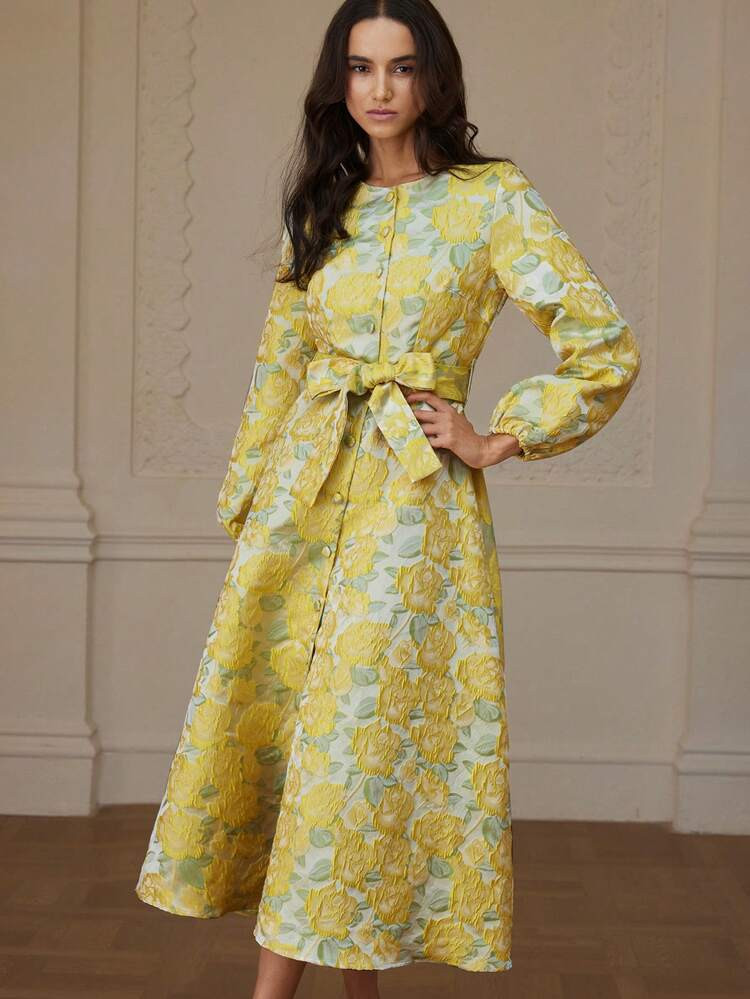 Brocade Spring Dress | SHEIN