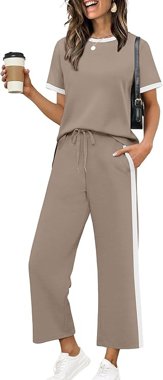 XIEERDUO Women's 2 Piece Outfits Summer Lounge Sets Side Slit Loungewear | Amazon (US)