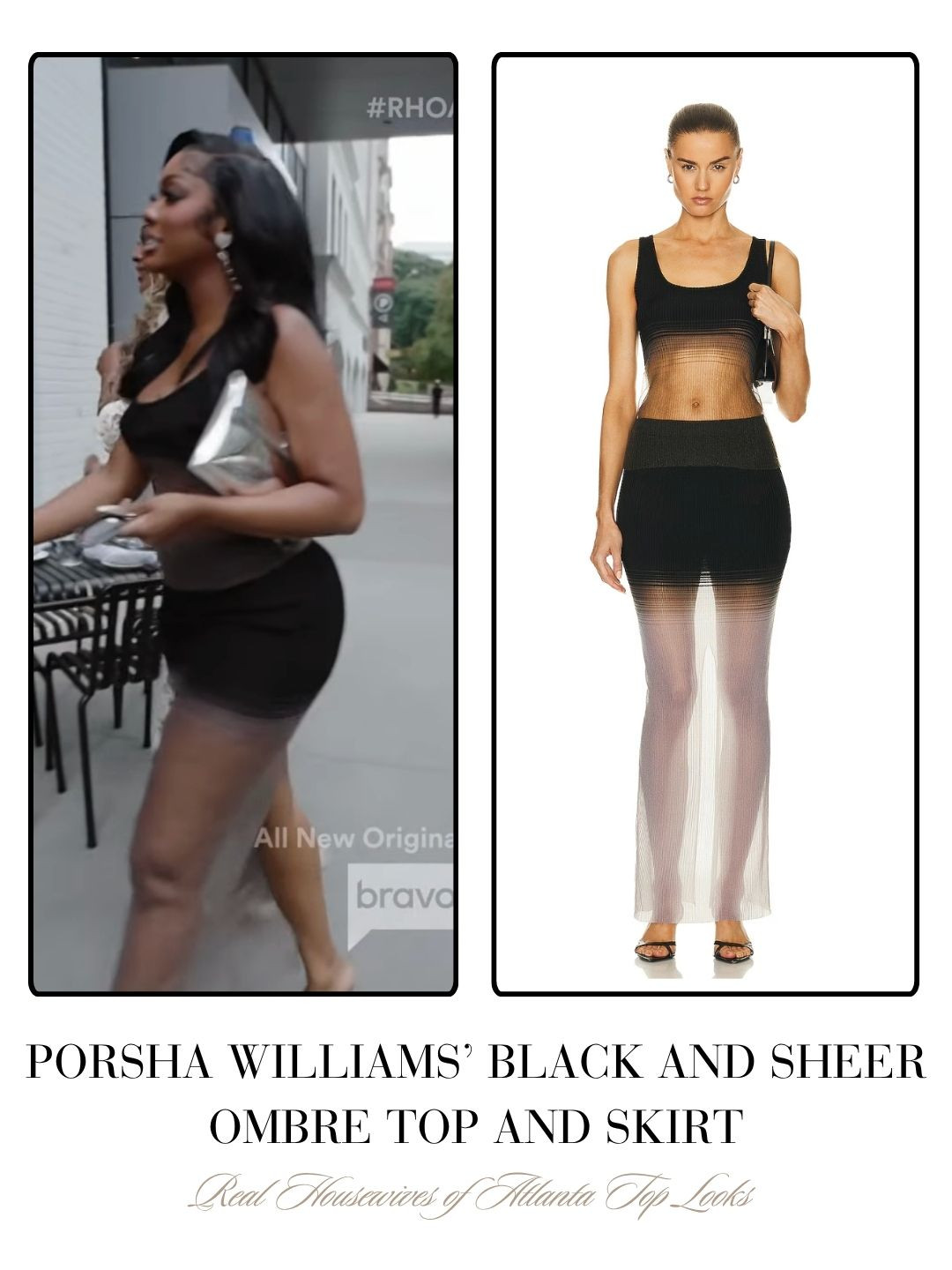Porsha Williams' Black and Sheer Mesh Top and Skirt 

 