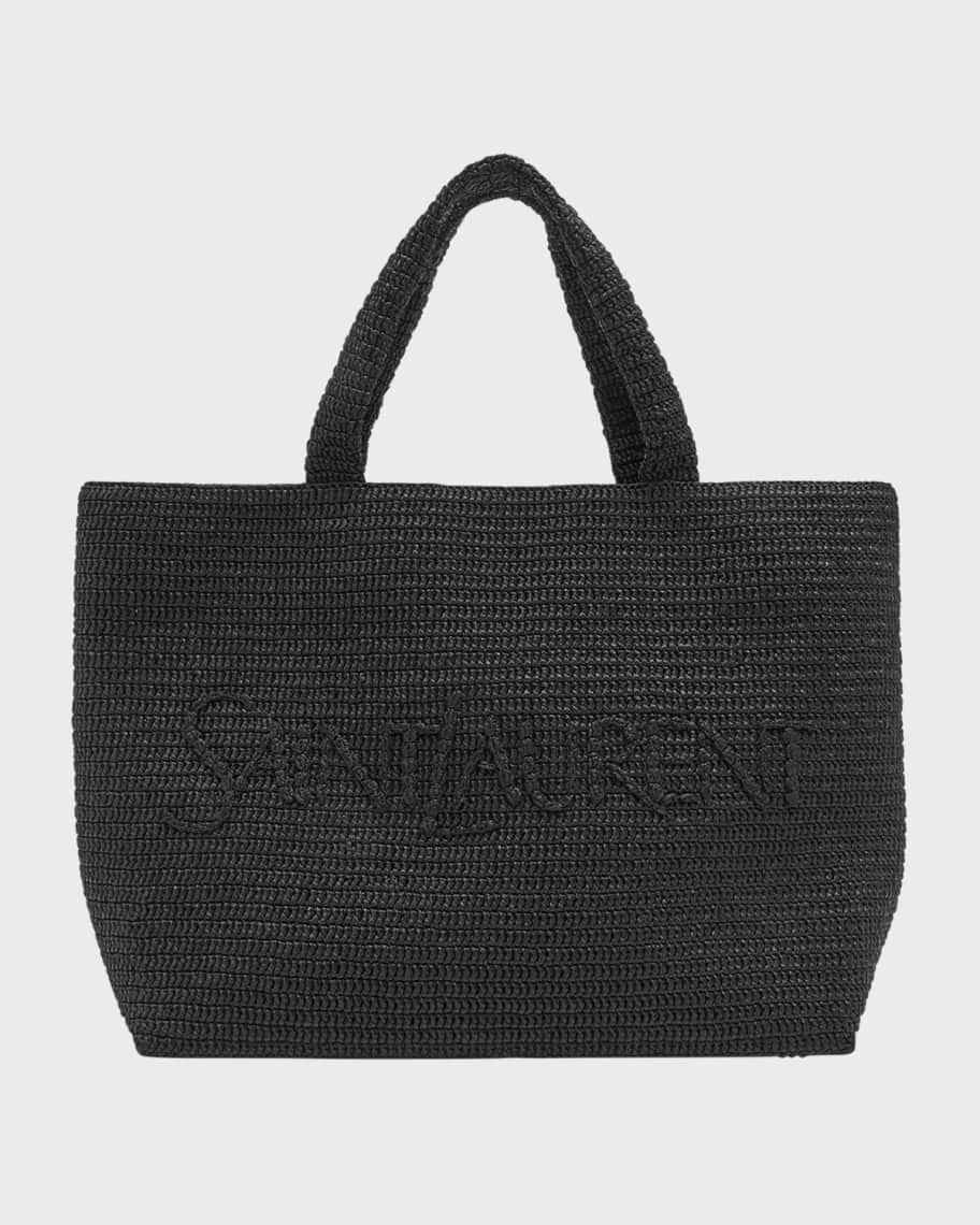 Men's Tonal Logo Raffia Tote Bag | Neiman Marcus