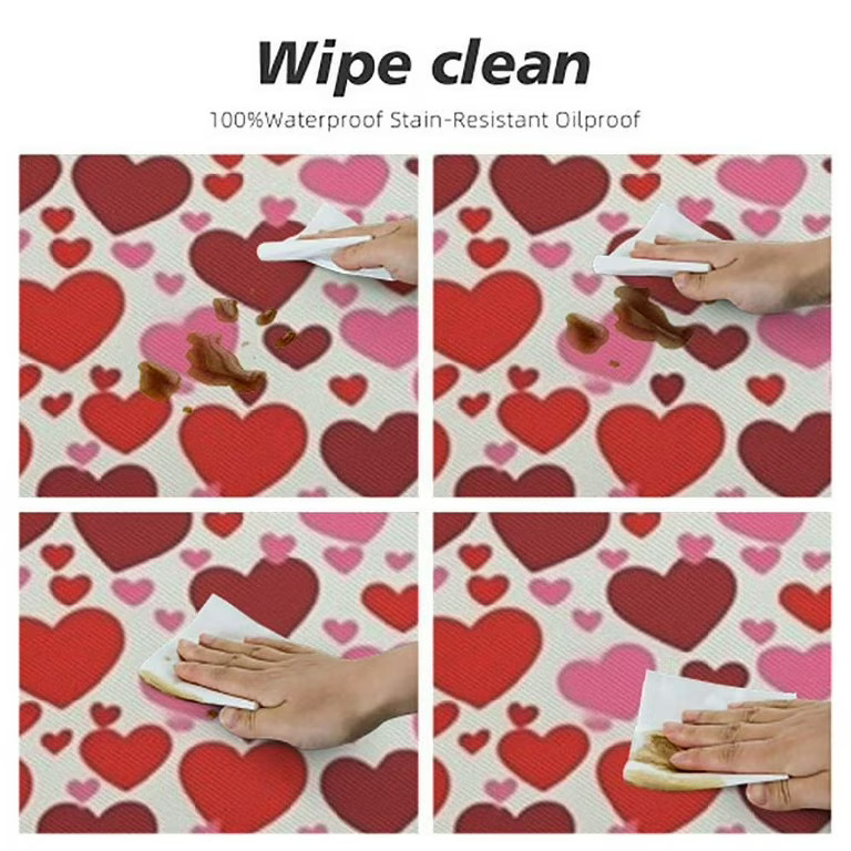 Valentine’s Day Fitted Table Cover - Waterproof Red/Pink Love Heart Elastic Edged Tablecloth Vi... | Walmart (US)